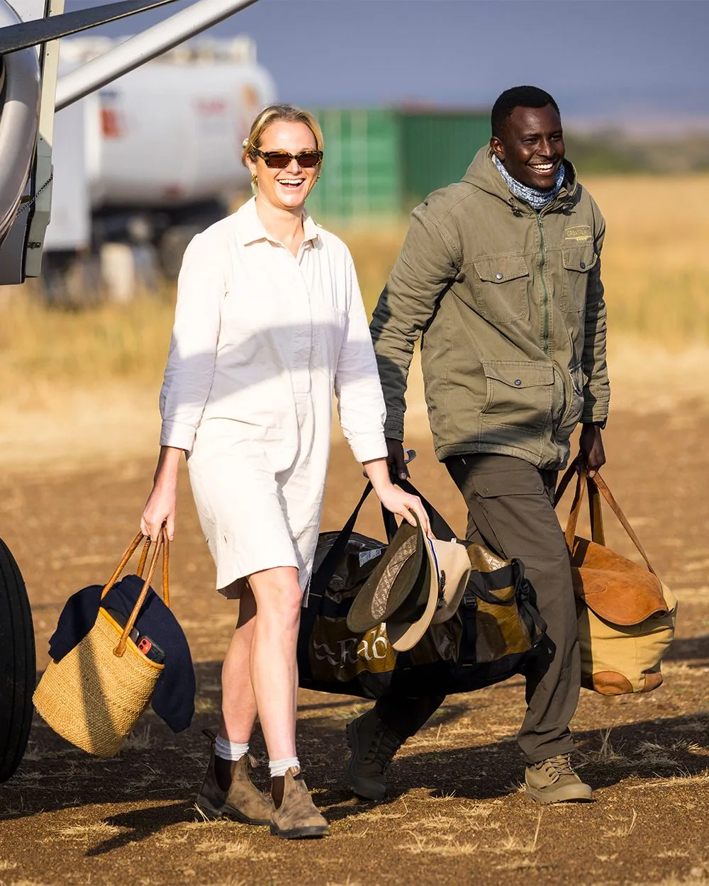 Family safari moment with wildlife and guides